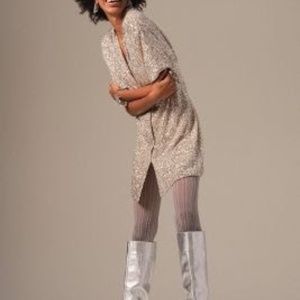 Anthropologie Silver Sequined Mini Shirt Dress